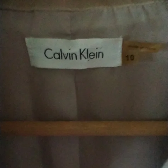 Calvin Klein Cap Sleeve Band Collar Button Front‎ Sash Belt Beige Dress Size 10 - Picture 11 of 11